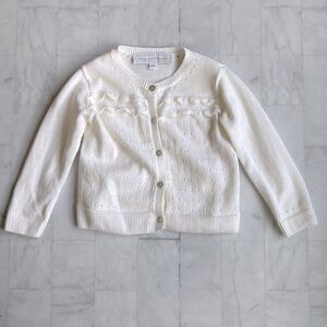 Tartine et Chocolat White Openwork Knit Cardigan Sweater